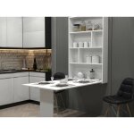 Bestmobilier - mondrian - table murale rabattable avec rangements - 4 personnes - blanc Bestmobilier - mondrian - table murale rabattable avec rangements - 4 personnes - blanc