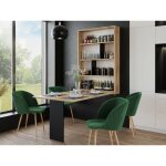 Bestmobilier - mondrian - table murale rabattable avec rangements - 4 personnes - noir / bois Bestmobilier - mondrian - table murale rabattable avec rangements - 4 personnes - noir / bois