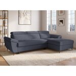 Deco in paris - canap d'angle convertible en tissu gris fonc monica - angle