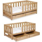 Monmobilierdesign - amelia lit enfant 160x80 chêne avec double tiroir Monmobilierdesign - amelia lit enfant 160x80 chêne avec double tiroir