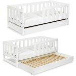 Monmobilierdesign - amelia lit enfant 160x80 blanc avec tiroir gigogne Monmobilierdesign - amelia lit enfant 160x80 blanc avec tiroir gigogne