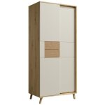 Monmobilierdesign - bruno armoire penderie 2 portes 87x193 cm en bois clair design intemporel blanc