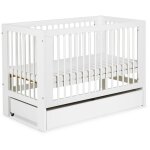 Monmobilierdesign - olivia lit bb  barreaux 120x60 blanc avec tiroir