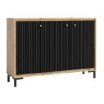 Monmobilierdesign - parii buffet 3 portes 130x92 cm en bois design contemporain noir mat