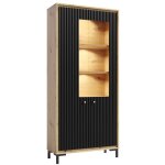 Monmobilierdesign - parii vaisselier 5 étages en bois vitrine avec led 89x196 cm design contemporain ... Monmobilierdesign - parii vaisselier 5 étages en bois vitrine avec led 89x196 cm design contemporain ...