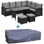 Svita - monroe set poly rotin salon de jardin rotin set housse de protection noir