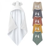 Monsieur bb - cape, sortie de bain pour bb intrieur 100 % coton - 100 x 100 cm - lapin - blanc
