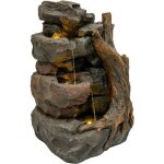 Fontaine de jardin cascade lectrique extrieure polyresine gris 3 lumires led blanc chaud pompe  brancher ...