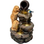 Fontaine de jardin cascade lectrique extrieure polyresine gris lumire led blanc chaud pompe  brancher ...