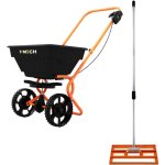 Niveleur de pelouse & �pandeur rotatif 50cm x 32cm (orange) engrais r�teau nivellement jardin lute manche ...
