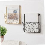 Montage mural porte - revues, newspaper biblioth�que rack de stockage paniers en m�tal de fil noir d�coration ...