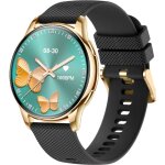 Montre connect�e rubicon rncf30, bo�tier dor�, bracelet en maille noire et silicone noir