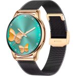 Montre connect�e rubicon rncf30 or rose / noir maille + silicone rose