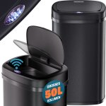 Poubelle automatique cuisine acier inoxydable 50l capteur de mouvement couvercle impermable cble usb ...