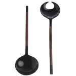 Moon light - couverts � salade en corne naturelle noire et bois de rose - 31cm - service �l�gant et authentiqu ...