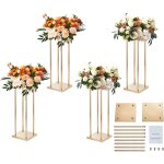 Mophorn - lot de 4 supports � fleurs en m�tal dor� pour mariage, hauteur de 60 cm avec stratifi� en m�tal, ...