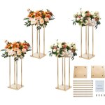 Mophorn - lot de 4 supports � fleurs en m�tal dor� pour mariage, hauteur de 60 cm avec stratifi� en m�tal, ...