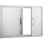 Mophorn 915x610mm double porte d'acc�s au barbecue, porte verticale encastr�e en acier inoxydable avec ...