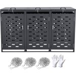 Mophorn abri de rangement pour poubelles, 3 x 52, 79 gal, armoire verrouillable tanche avec couvercle ...