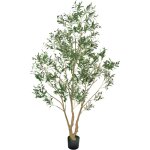 Mophorn arbre artificiel 2, 4 m, plante d�corative en pe avec pot noir, tronc et feuillage r�alistes, ...