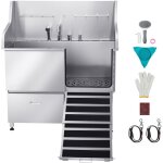 Baignoire pour chiens en acier inoxydable, station de lavage pour animaux de compagnie 127, 5 cm, quipe ...