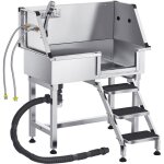 Mophorn baignoire pour chiens en acier inoxydable, station de lavage pour animaux de compagnie 87 cm, ...