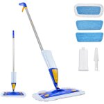 Mophorn balai serpillire avec vaporisateur, quip de 3 tampons lavables en microfibre et coton torsad, ...