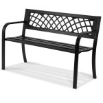 Mophorn - banc de jardin en m�tal pour l'ext�rieur, capacit� de 480 livres, avec dossier et accoudoirs, ...