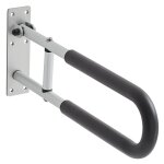 Barre d'appui wc, 605 mm, barre de maintien pliable en u, rampe de s�curit� avec poign�e antid�rapante, ...