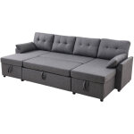 Mophorn canap� - lit en u avec poches lat�rales, oreillers et m�ridienne double, convertible en lit 6 ...