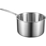 Mophorn casserole en acier inoxydable 3, 8 l avec couvercle en verre, poigne ergonomique, revtement ...