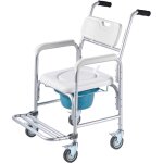 Mophorn chaise de chevet 4 en 1 avec roulettes, capacit� de 158 kg, toilettes portables et si�ge sur�lev� ...