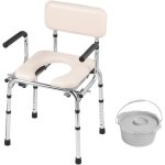 Mophorn chaise perce, chaise perce de chevet avec sige rembourr, accoudoirs rabattables, hauteur ...