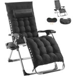 Mophorn chaise zro gravit 26 pouces, noire. idale pour l'intrieur et l'extrieur. rglable avec coussin, ...