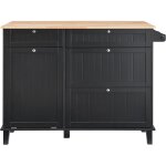 Mophorn - chariot d'lot de cuisine, bar  djeuner en bois de 50  avec armoire  poubelles basculante ...