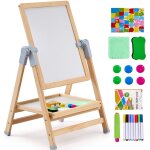 Mophorn chevalet d'art pour enfants, tableau blanc et tableau noir magnétique double face en bois 2 en ... Mophorn chevalet d'art pour enfants, tableau blanc et tableau noir magnétique double face en bois 2 en ...