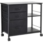 Mophorn classeur mtallique, classeur mobile avec 3 tiroirs en tissu et 2 tagres ouvertes, meuble de ...