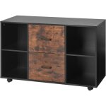 Mophorn classeur mobile en bois avec 2 tiroirs, �tag�res ouvertes et roulettes verrouillables, meuble ...