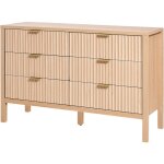 Mophorn - commode � 6 tiroirs avec fa�ade cannel�e, meuble de rangement en bois �quip� de glissi�res ...