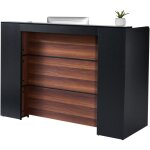 Mophorn comptoir de rception 160x60x111 cm, banque d'accueil rectangulaire avec clairage led, meuble ...