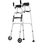 Mophorn - dambulateur pliable 2 en 1 avec accoudoirs amovibles, hauteur rglable, roues pleines de 5 ...