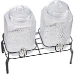 Mophorn distributeur de boissons en verre 5, 5 l x 2, avec support m�tallique et robinet en acier inoxydable, ...