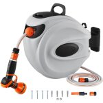 Mophorn - enrouleur de tuyau retractable, 65. 6 ft x 1 / 2 inch, support mural pivotant a 180, enrouleur ...