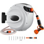 Mophorn - enrouleur de tuyau rtractable , 82 pi x 1 / 2 po, support pivotant  180, montage mural, ...