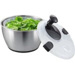 Mophorn essoreuse � salade en acier inoxydable 4, 75 qt, s�choir � l�gumes � une main avec bol en acier ...