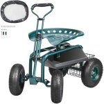 Mophorn garden cart sige de travail roulant, tabouret de jardinage pivotant  360  avec roulettes, ...