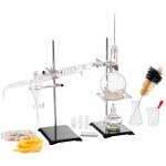 Kit de distillation d'huiles essentielles 500 ml, appareil en verre boro 3, 3 avec lampe  alcool, maille ...