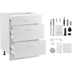 Mophorn meuble bas blanc shaker, 61 cm (l) x 48 cm (p) x 81 cm (h), 3 tiroirs, non assembl avec glissires ...