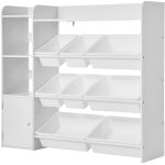 Mophorn - meuble de rangement pour jouets � 4 niveaux avec biblioth�que int�gr�e, �tag�re d'organisation ...