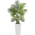 Mophorn palmier areca artificiel, 1, 2 m, plante tropicale en pot blanc, lot de 2, faux arbre d�coratif ...